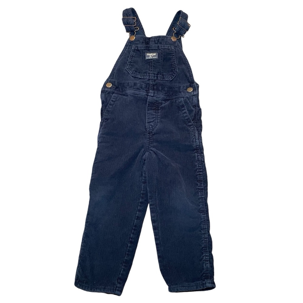 Oshkosh B’ Gosh Flannel Lined Corduroy Overalls Navy Blue Size 4T